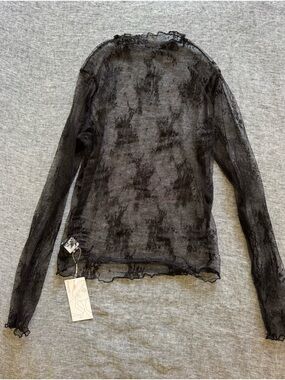 Sheer Black Long Sleeve Mesh Top